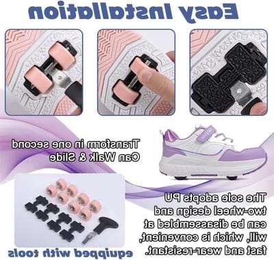 Multifunctionele Roller Skates voor Jongens en Meisjes - 2-in-1 Outdoor Sportschoenen met Uittrekbare Wielen en Stijlvol Ontwerp