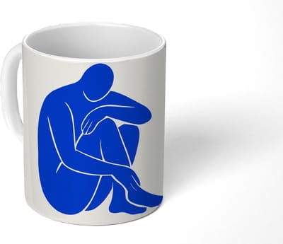 Mok - Koffiemok - Lichaam - Abstract - Blauw - Mokken - 350 ML - Beker - Koffiemokken - Theemok
