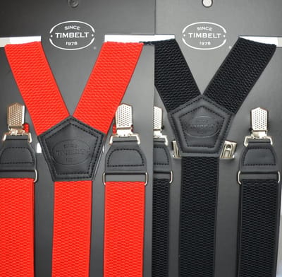 Voordeelset! 2-pack Timbelt Bretels zwart & rood - 4 Clips - Extra stevige Klem Clip - Elastische Bretels