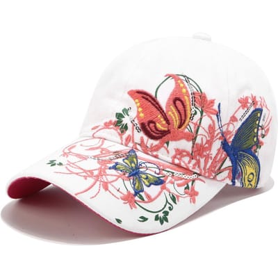 Casquette de Baseball Brodée de Sequins Casquette Tendance à Broderie Papillon Langue de Canard Impression Lèvres Casquette pour Femme pink