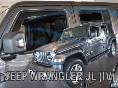 Jeep Wrangler type 4 / JL & Gladiator donkere zijwindschermen set voor 4 deuren tbv 5 deurs model VANAF 2019 pasvorm raamspoilers merk Team Heko