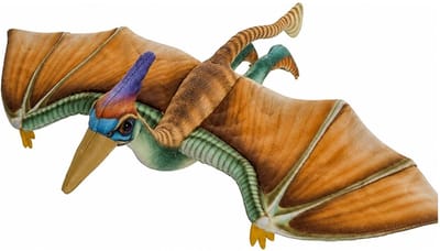 Nature Planet Pterosaurus dino - bruin/groen - 40 cm - pluche dieren knuffels - Dinosauriers