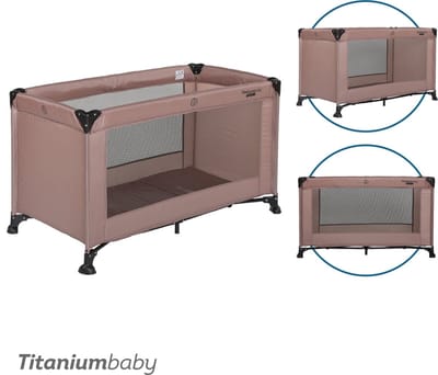 Titaniumbaby Campingbed SMART Jordan 60x120 cm Taupe inclusief draagtas