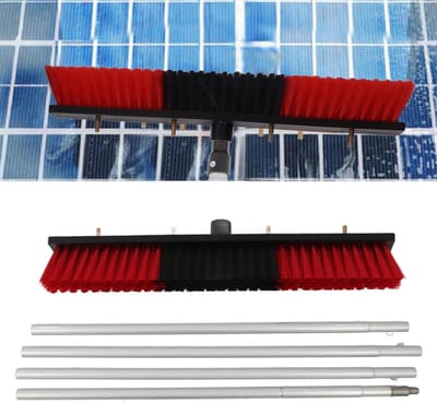 Zonnepaneel Waterborstel - Fotovoltaïsche reiniger - Paneel reinigen - Streeploos en zonder krassen - 4 meter paal - Zilver