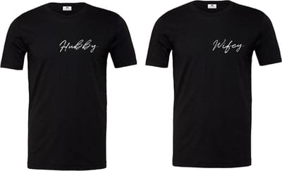 T-shirt set koppel goals-Hubby en Wifey-Zwart-Maat S