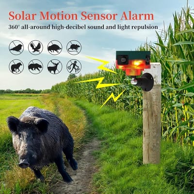 Draadloos Zonne-Energie Alarm met 360° Bewegingssensor, Sterke Sirene en Knipperlicht - IP55 Waterdicht