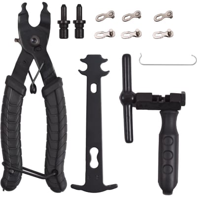 Ensemble d'outils pour vélo Pince à maillons de vélo Outil de disjoncteur de chaîne Jauge de contrôle de chaîne avec 3 paires de maillons magiques bike tool set noir