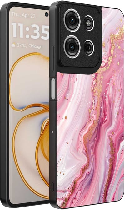 Geschikt voor Motorola Edge 50 Telefoonhoesje met marmer opdruk - TPU backcover case marble design - Roze - Smartphonica geschikt voor Motorola Edge 50