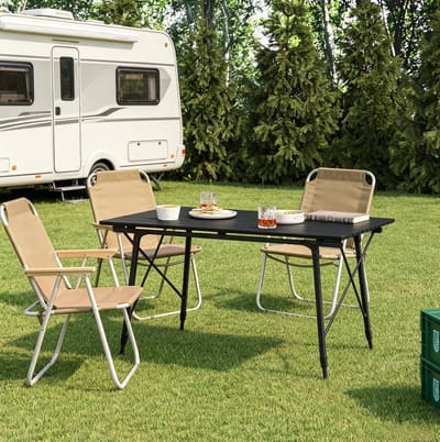 Campingtafel - Opvouwbaar En In Hoogte Verstelbaar Met Draagtas - Voor Kamperen En Vissen - Aluminium - 120x68,5x59/78,5 Cm - Zwart