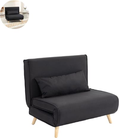 Slaapstoel - Uitklapbaar - Slaapbank - Logeerbed - Zetelbed - Slaapfauteuil - Vouwbed - 1 persoons - Zeer comfortabel - Zwart