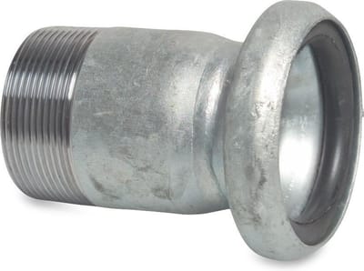 Snelkoppeling staal gegalvaniseerd 108 mm x 4" V-deel Bauer x buitendraad type Bauer S75