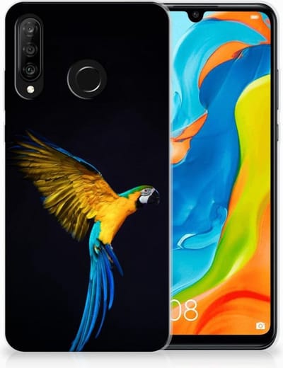 Huawei P30 Lite TPU Hoesje Papegaai