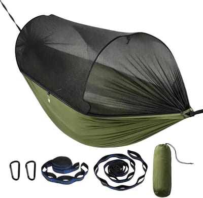 Tent Hangmat - Kampeer Slaapzeil - Buiten Ontspannen - Ingebouwd Vliegengaas - 2-persoons - Groen