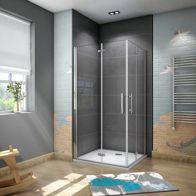 vierkante douchecabine 90x76x185cm,dubbele vouwdeur,hoek instap,6mm veiligheidsglas nano coating