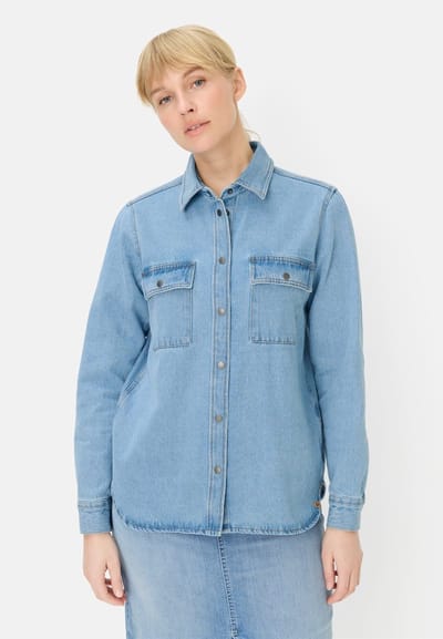 camel active Jeansblouse met knoopsluiting - Maat womenswear-XXS - Donkerblauw