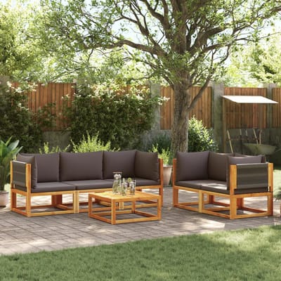 vidaXL - 6-delige - tuinbankset - met - kussens - acaciahout - & - touw
