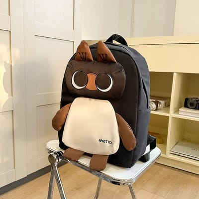 Sac à dos Mignon Chat Siamois Dessin Animé Sale Étudiant Collège Lycéen Sac Grande Capacité Sac Mignon Fille. . black