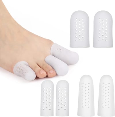Ademend Set van 6 Teenkappen met Beschermgaten voor Grote Teen ter Verlichting van Ingegroeide Teennagels, Eelt en Likdoorns