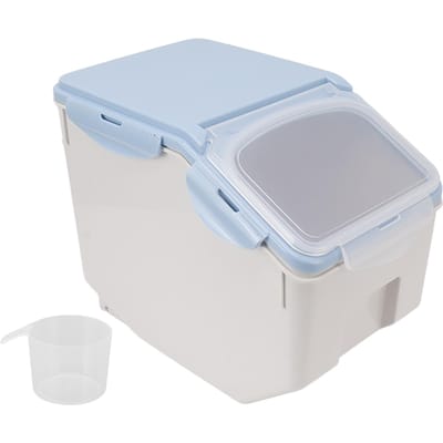 Rijstopbergcontainer met Maatbeker Luchtdicht Afgesloten Voedsel Graan Organizer Plastic Keukenbenodigdheden Grijs L