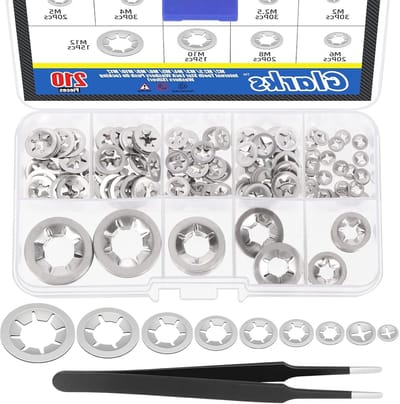 210 Stuks RVS Binnen Tanden Sterringers Set - M2 M2.5 M3 M4 M5 M6 M8 M10 M12, Inclusief Tangen voor Snelle Montage en Bevestiging