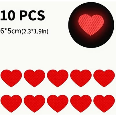 10 Stuks Hartslag Reflecterende Stickers, Zelfklevende Vinyl Stickers voor Auto, Motorfiets, Helm - Duurzaam en Waterdicht