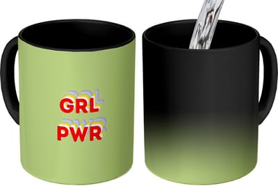Magische Mok - Foto op Warmte Mokken - Koffiemok - Grl pwr - Groen - Rood - 3D - Magic Mok - Beker - 350 ML - Theemok - Mok met Tekst