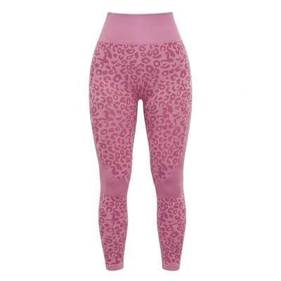 Roze sport legging dames – high waist fitness legging met luipaardprint – elastische yoga legging met aansluitende pasvorm – sport broek voor fitness yoga training en hardlopen – maat S