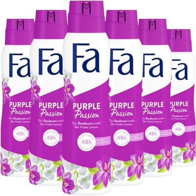 Fa Deodorant - Purple Passion - Geur van Hibiscus - Langdurige Bescherming - Huidvriendelijk - Voordeelverpakking - 6x 150ml