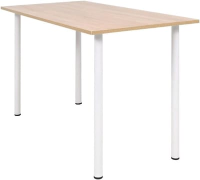 Eettafel - Eetkamertafel - Samen eten - Onderhoudsarm blad - 120x60 cm - Eiken en wit