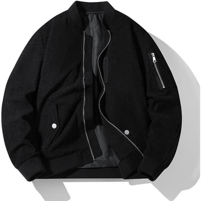 Lente en Herfst Losse Versie Opstaande Kraag Honkbaluniform Corduroy Bomberjack Baseballkraag Jas 4XL black
