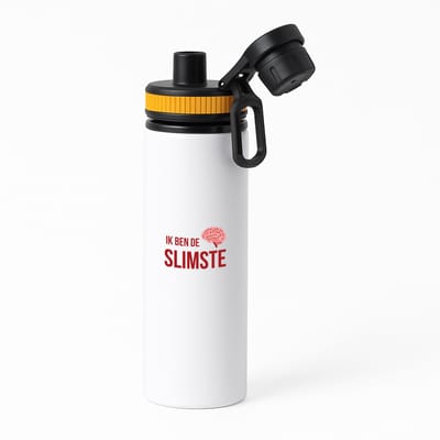 Hacebo® - Ik ben de slimste waterfles met draaidop oranje - Zelfvertrouwen - iemand die heel slim is - quote - cadeautje voor een slim persoon - nerd - kado - cadeau - gift - geschenk - verrassing - slimme mensen - water fles - 850ML