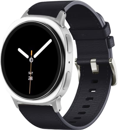 Stravo Premium Leren Bandje met Steentextuur – Geschikt voor Samsung Galaxy Watch 9 (40/44mm) / Watch 8 (40/44mm) / 8 Classic (46mm) – Hoogwaardig Leather Horlogebandje van Echt Leer met RVS Gesp voor Samsung Smartwatches – Leer – Zwart