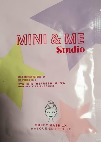 Mini & Me studio - sheet mask 1x - Hydraterend - Niacinamide & Glycerine - refresh - 17ml - tissue masker - gezichtsmasker pastel - stralende huid