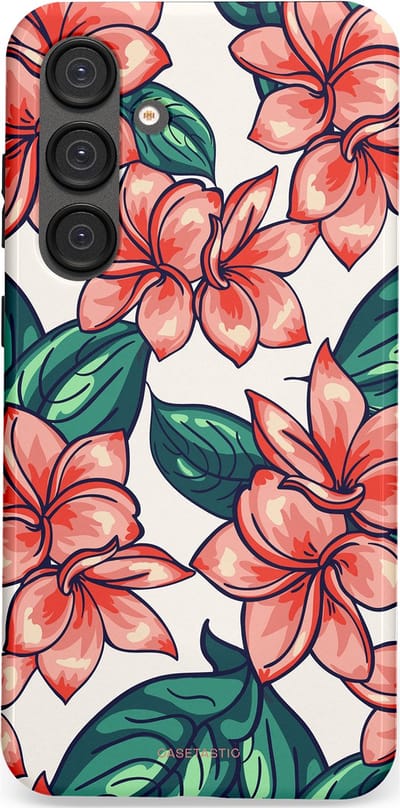 Casetastic hoesje geschikt voor Samsung Galaxy S25 Plus - Dubbellaagse bescherming - Bloemenparadijs - Fashion Case - Petrol Koraal Perzik Wit