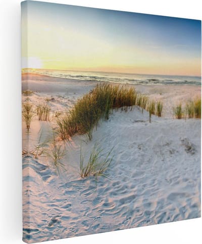 Artaza Canvas Schilderij Duinen - 30x30 cm - Klein - Wanddecoratie Strand En Zee - Muurdecoratie Kust - Kamer Accessoires Zonsopkomst