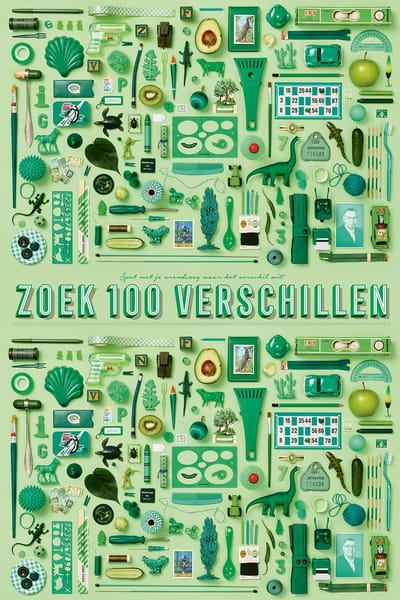 Stratier XL Spelposter - Zoek 100 verschillen (GROEN) - spel