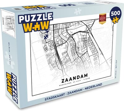 Puzzel Stadskaart - Zaandam - Nederland - Legpuzzel - Puzzel 500 stukjes - Plattegrond