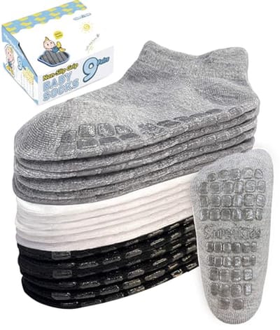 Babysokken met Antislip - Kindersokken Katoen - Veilig Lopen Leren - 9 Paar Set - 0-7 Jaar - Multicolor