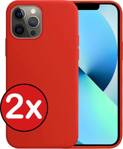 Hoesje - 2 Stuks - Geschikt voor Apple iPhone 14 Pro - Sterk & Shockproof - Telefoonhoes - Back Cover - Case Siliconen - Telefoon Hoes - Rood