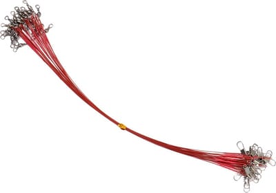 Stalen onderlijn - 10 stuks - 25cm lang - 14kg - 0,5mm - ROOD - Roofvissen