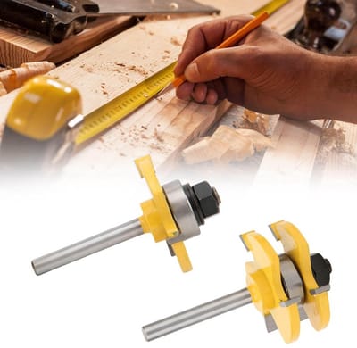 T-Shaped Freesbit Set voor Houtbewerking, 3 Inch Schacht, Geschikt voor MDF, Spaanplaat en Multiplex met Duurzame Legering Blades