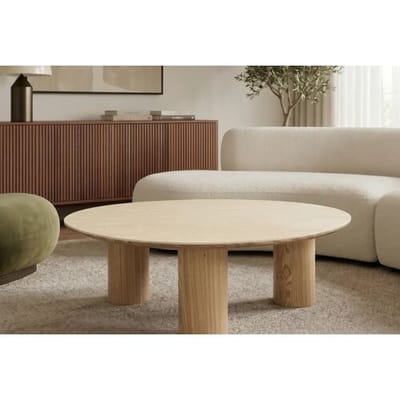 Salontafel eikenlook met travertin keramiek 110 cm