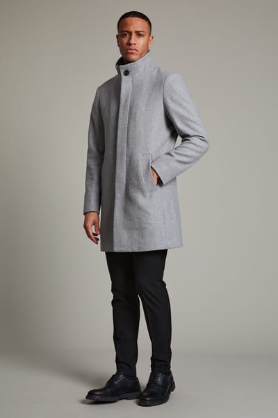 Regular fit lange jas van katoenmix met viscose
