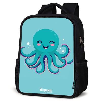 NoBoringSuitcases.com® - Rugzak zwart - Schooltas jongen & meisje - Octopus op blauwe achtergrond - Rugtas voor school - Boekentas kind - Schoolrugzak - Kinderrugzak