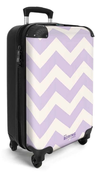 NoBoringSuitcases.com® - Handbagage koffer lichtgewicht - Reiskoffer trolley - Paars zigzag patroon - Rolkoffer met wieltjes - Travel suitcase cabin - Reistrolley met TSA slot - Past binnen 55x40x20 en 55x35x25 - Kleine valiezen