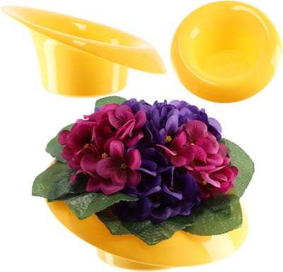 KADAX Ikebana Ikebana Kunststof vaas, bloempot, bloemenkom, Japanse zonnebloemhouder voor zonnebloemen, Ikebana bloemenvaas, bloemstuk (diameter 9 cm, schef, geel)