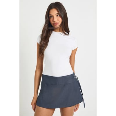 boohoo Dames Op maat gemaakte skort met gespdetail | Charcoal | Maat: 8