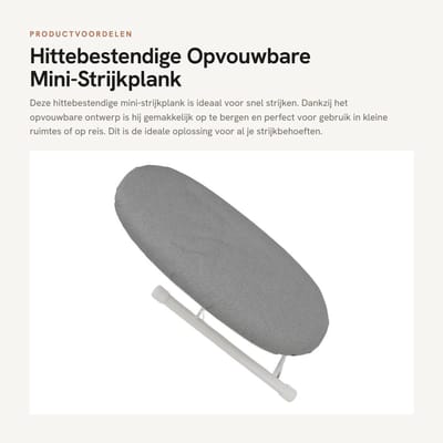 Dailygoods- Strijkplank Hittebestendig - Opvouwbare Tafelstrijkplank - Draagbare Strijkplank - Compact - Stabiele Ondersteuning - 178g
