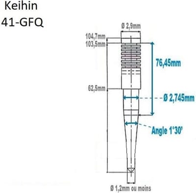 Aiguille de carburateur Keihin FCR 35 à 41mm référence 41GFQ 41-GFQ pour moto
