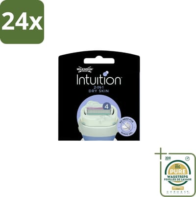 Wilkinson Intuition 2 in 1 Navulmesjes Dry Skin 3 stuks per verpakking - Voordeelverpakking - 24 stuks - Amandelolie scheermesje - Scheermesje met verzorging